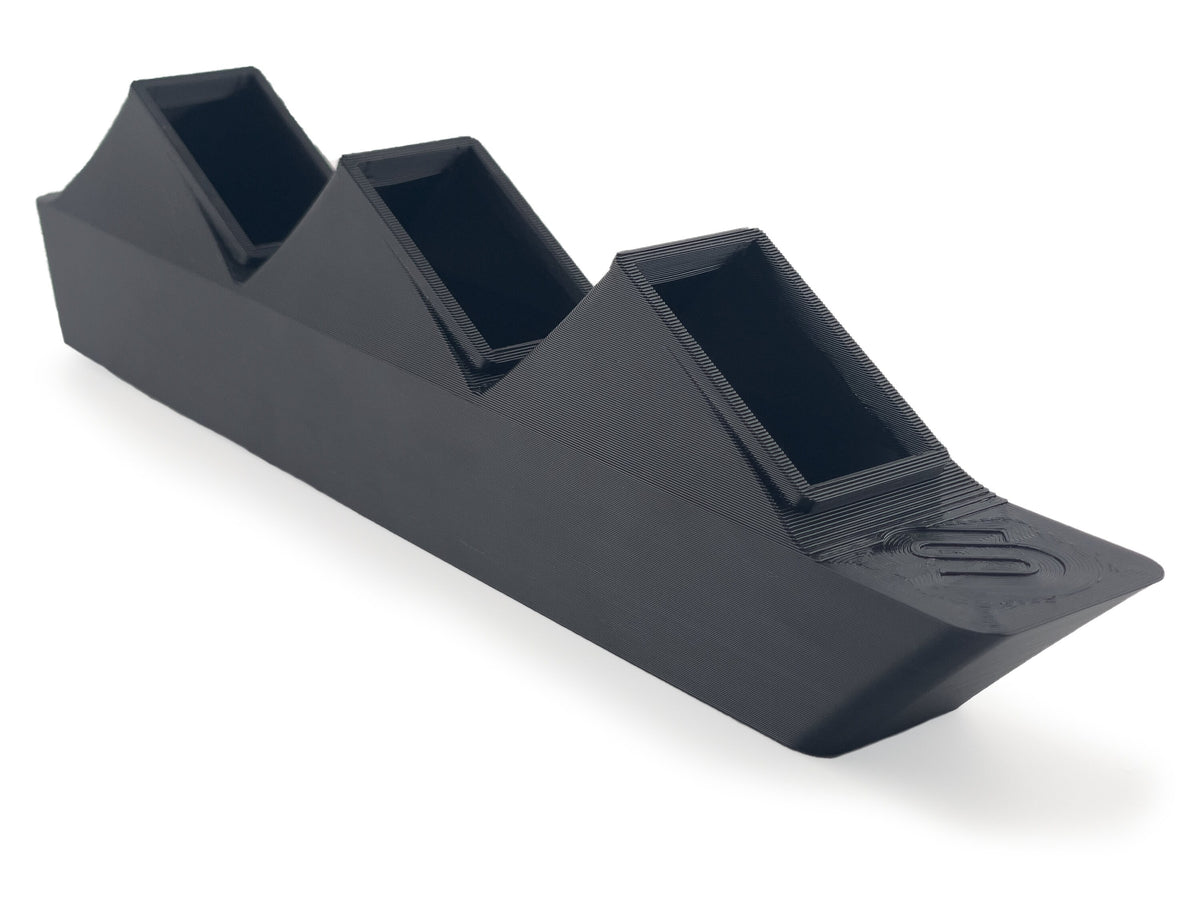 Black three-slot console switch panel; switches are not included.
