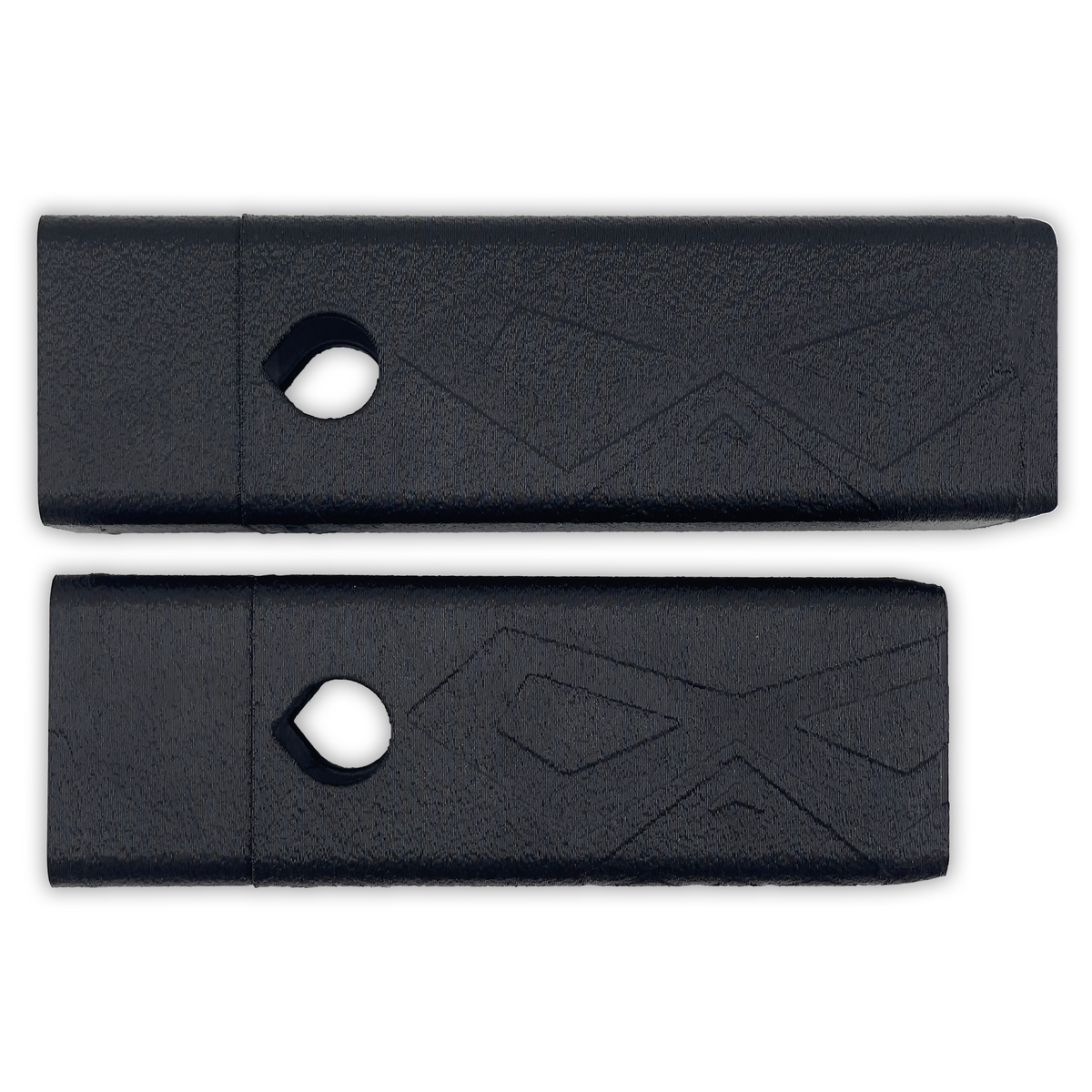 Upgraded Shorty Hidey-Hitch from both sides, showing the pin opening and cover.